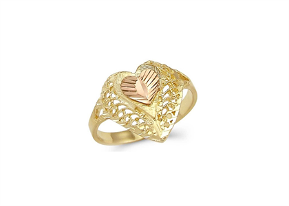 Filigree Heart Ring with Two Tone Plated